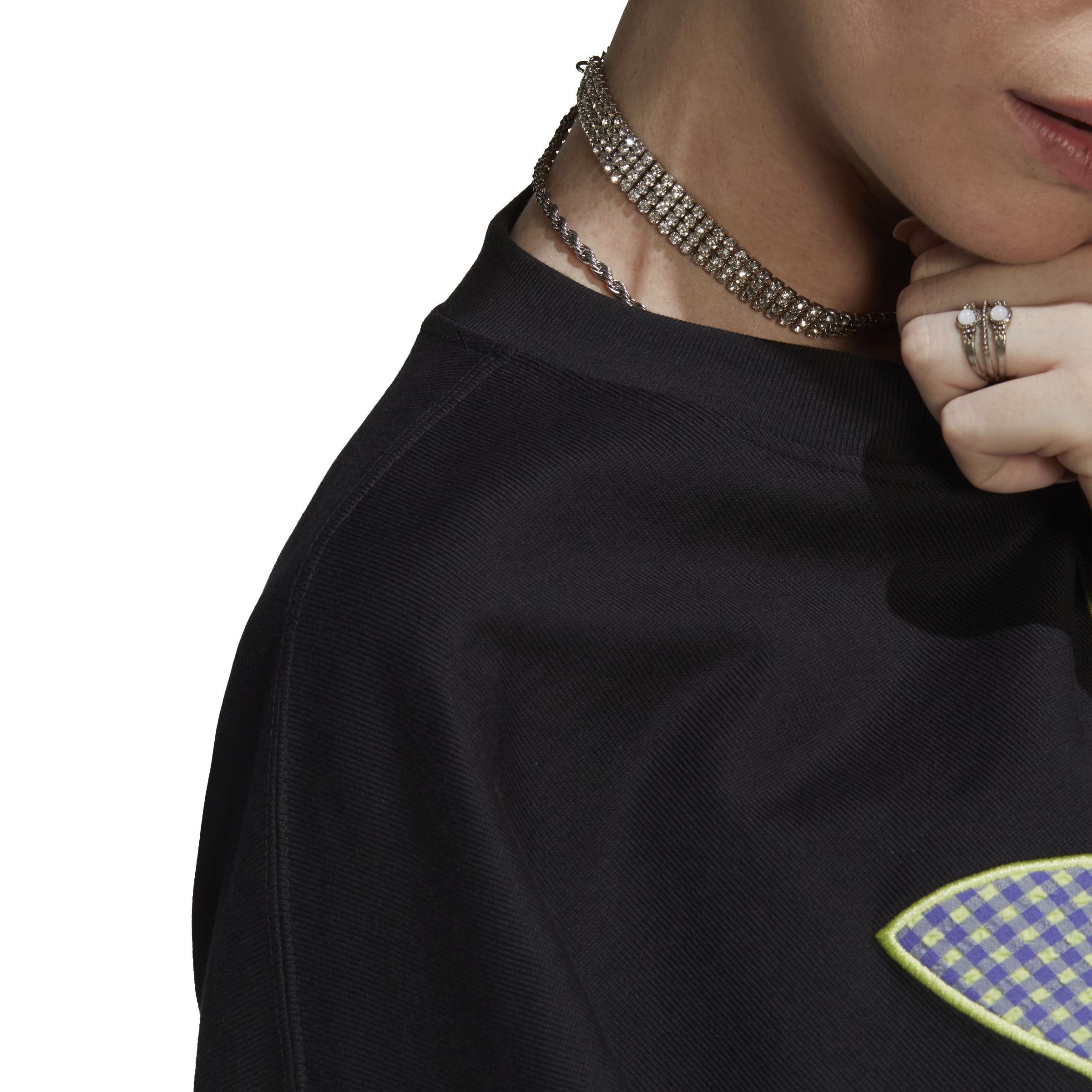 Loose Sweatshirt With Trefoil Application, Black, A901_ONE, large image number 7