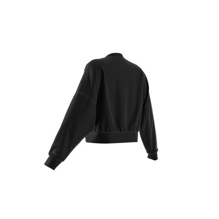 Women Loose Sweatshirt With Trefoil Application, Black, A901_ONE, large image number 9
