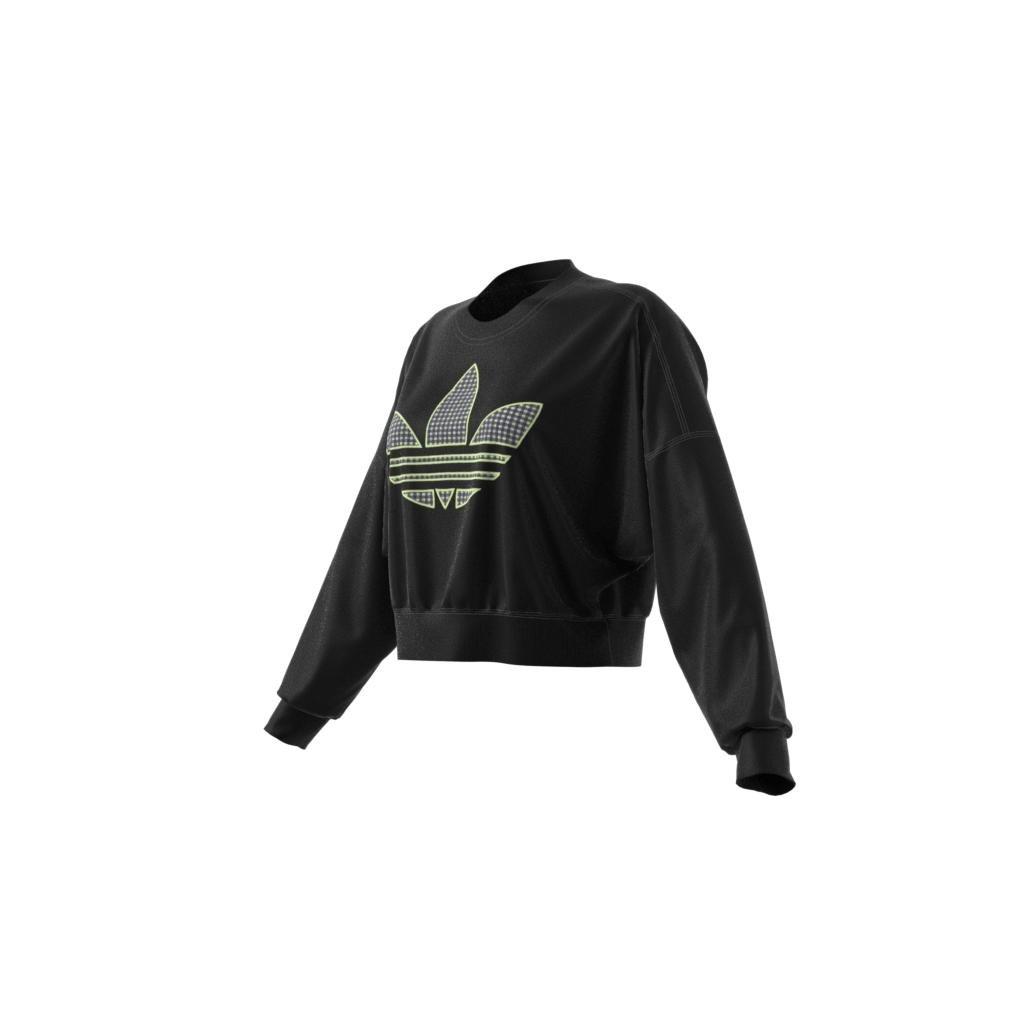 Loose Sweatshirt With Trefoil Application, Black, A901_ONE, large image number 11