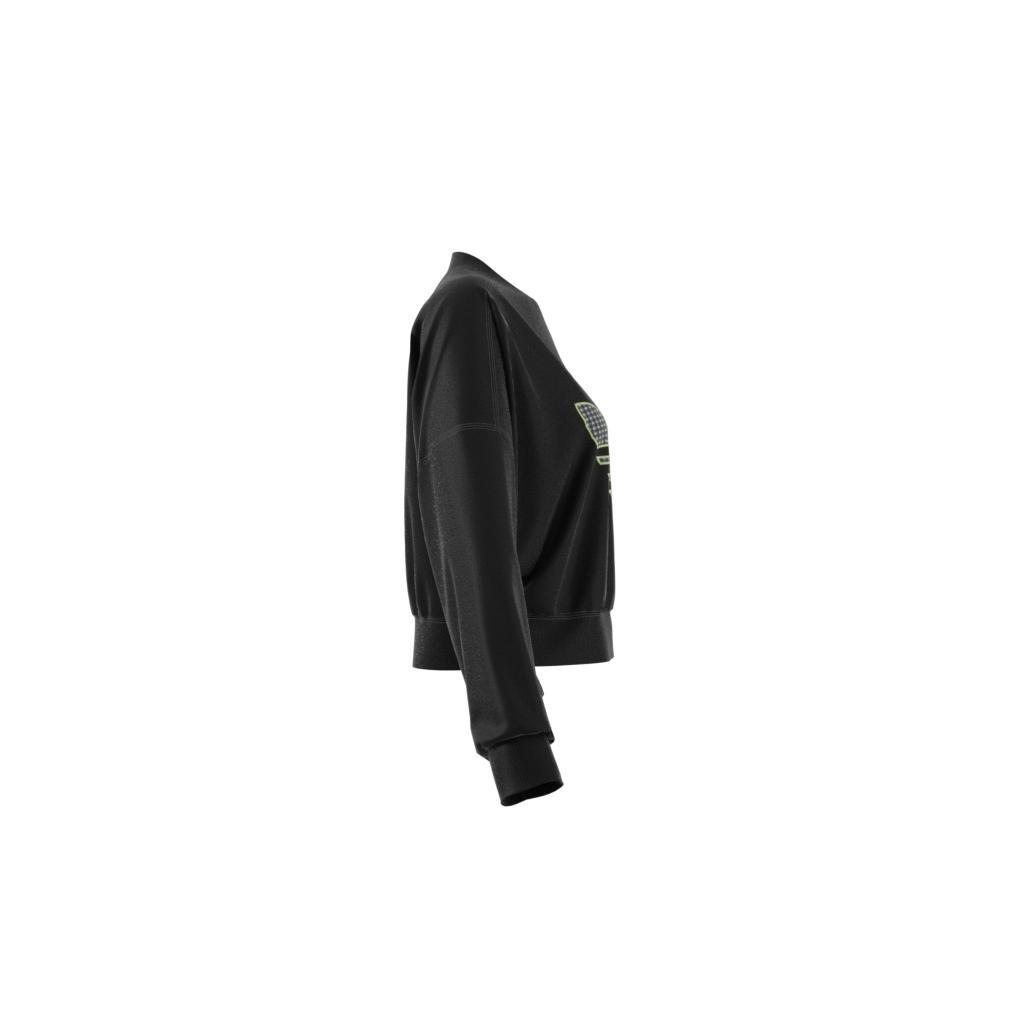 Loose Sweatshirt With Trefoil Application, Black, A901_ONE, large image number 14