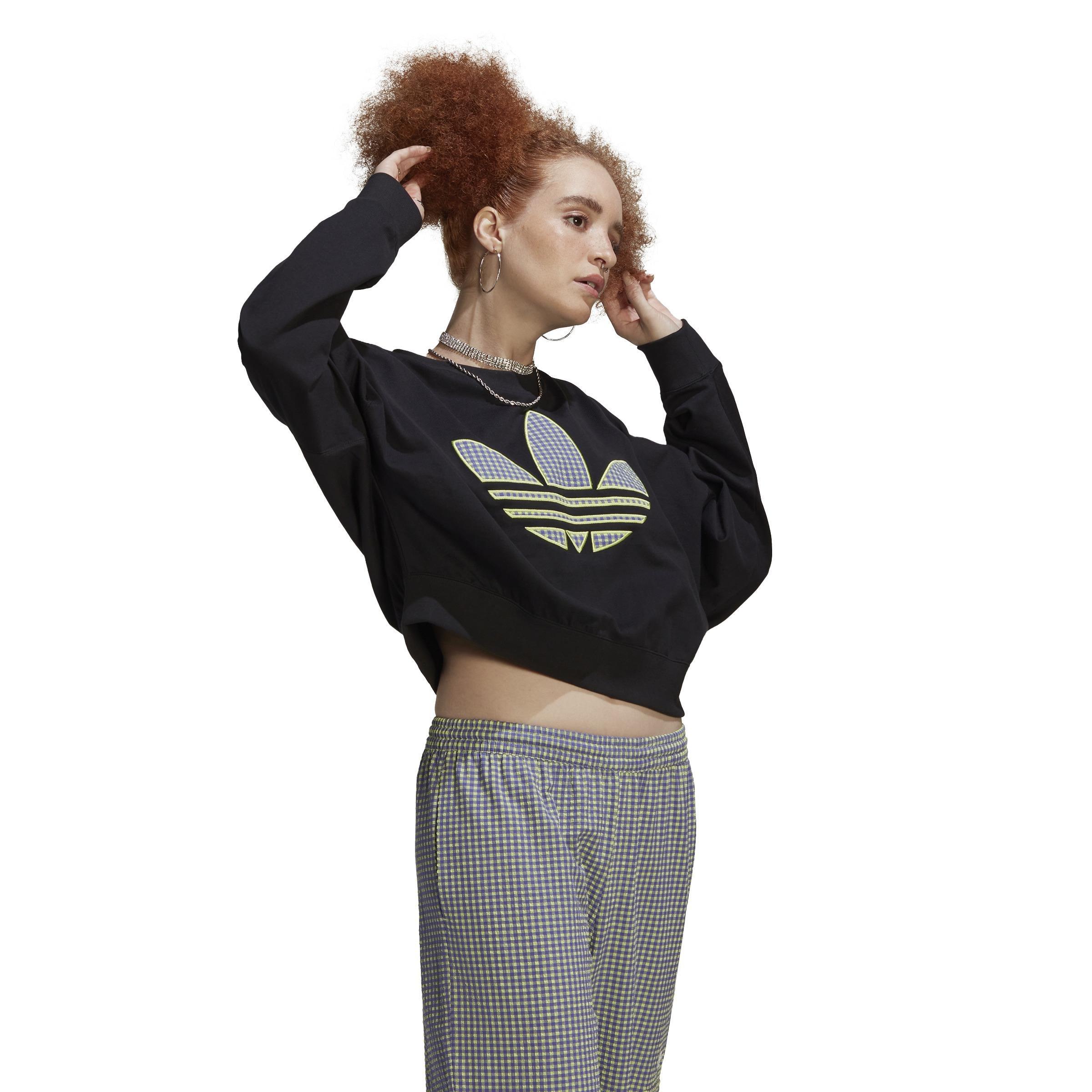 Loose Sweatshirt With Trefoil Application, Black, A901_ONE, large image number 15