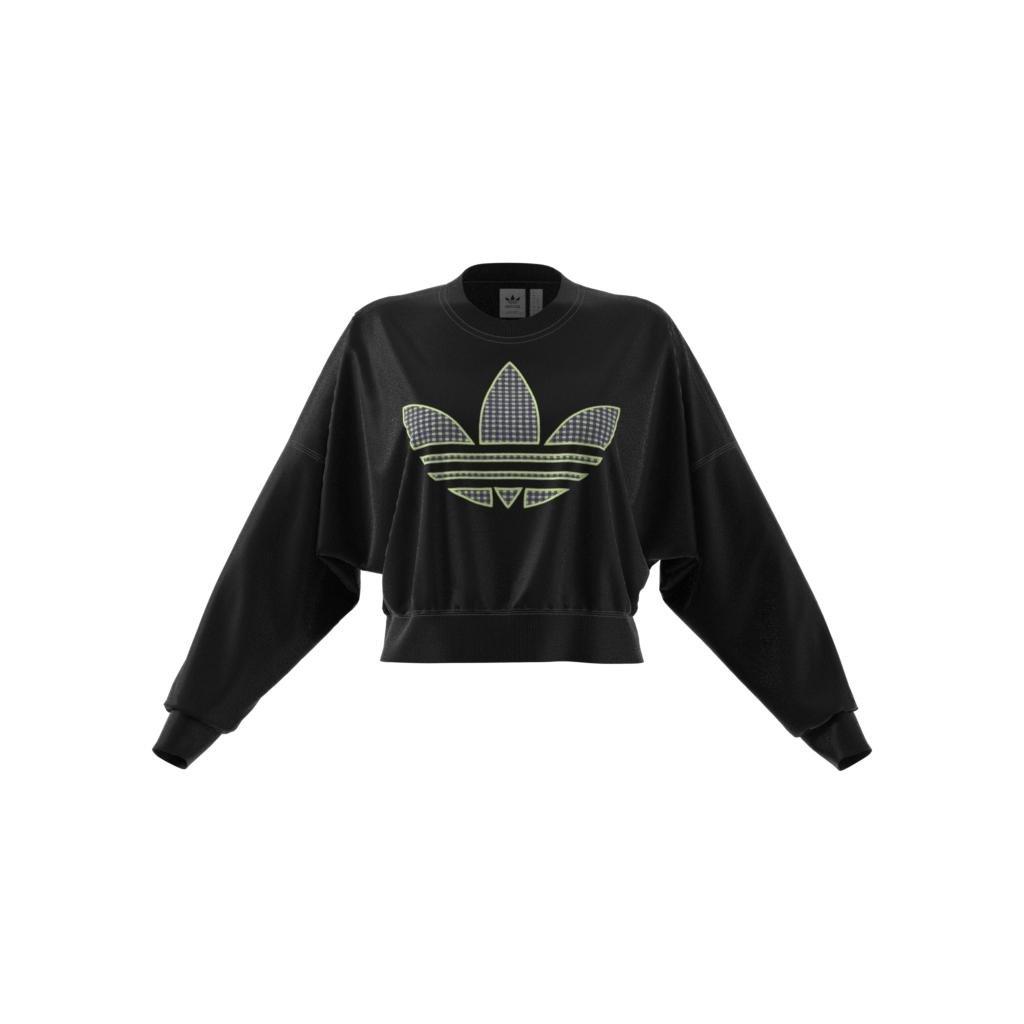 Loose Sweatshirt With Trefoil Application, Black, A901_ONE, large image number 16