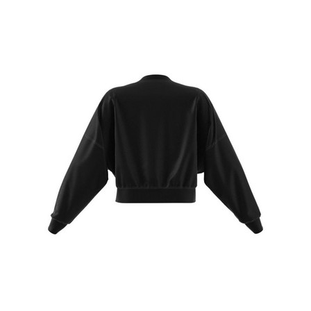 Women Loose Sweatshirt With Trefoil Application, Black, A901_ONE, large image number 17