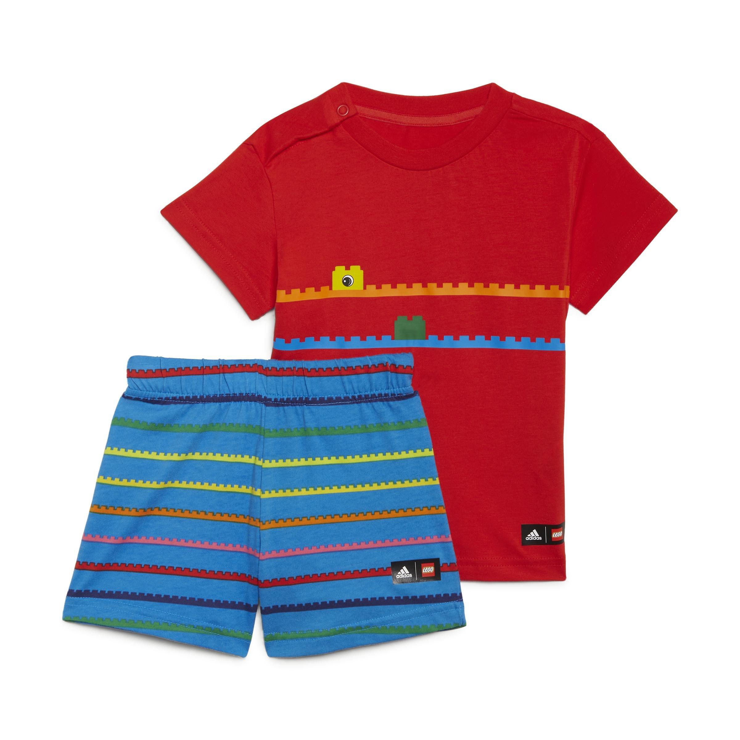 Unisex Kids Classic Lego T-Shirt And Shorts Set, Red, A901_ONE, large image number 0