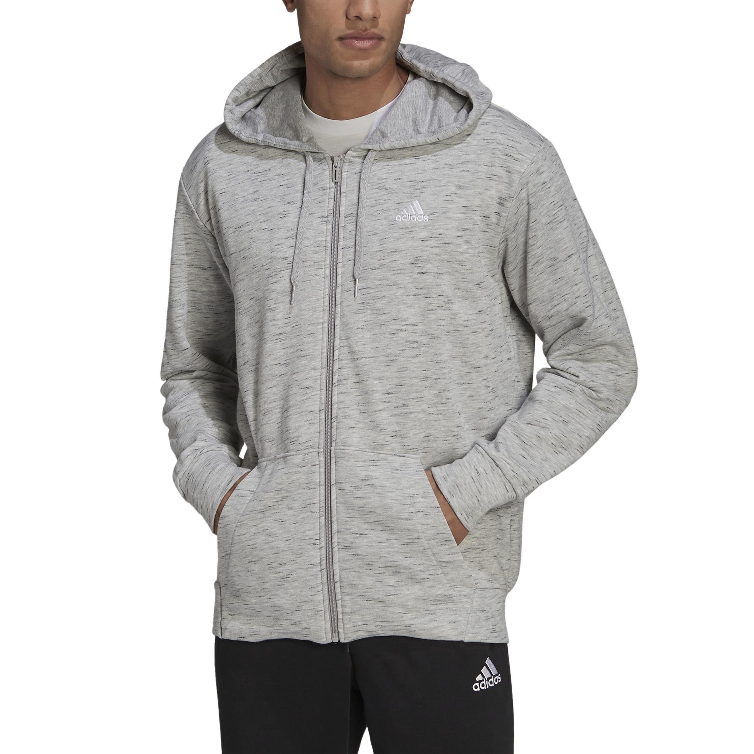 Melange Full-Zip Hooded Sweatshirt, Grey, A901_ONE, large image number 0