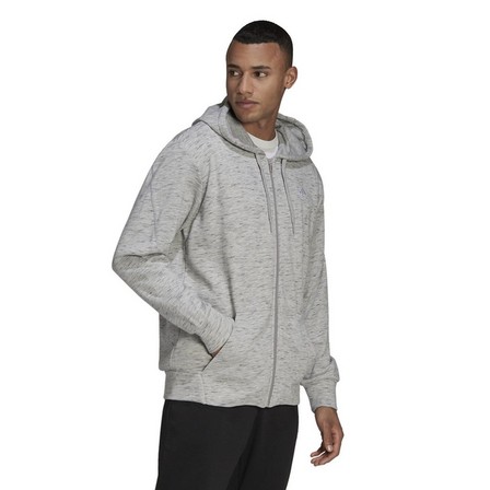Mens Melange Full-Zip Hooded Sweatshirt, Grey, A901_ONE, large image number 0