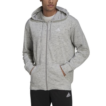 Mens Melange Full-Zip Hooded Sweatshirt, Grey, A901_ONE, large image number 1