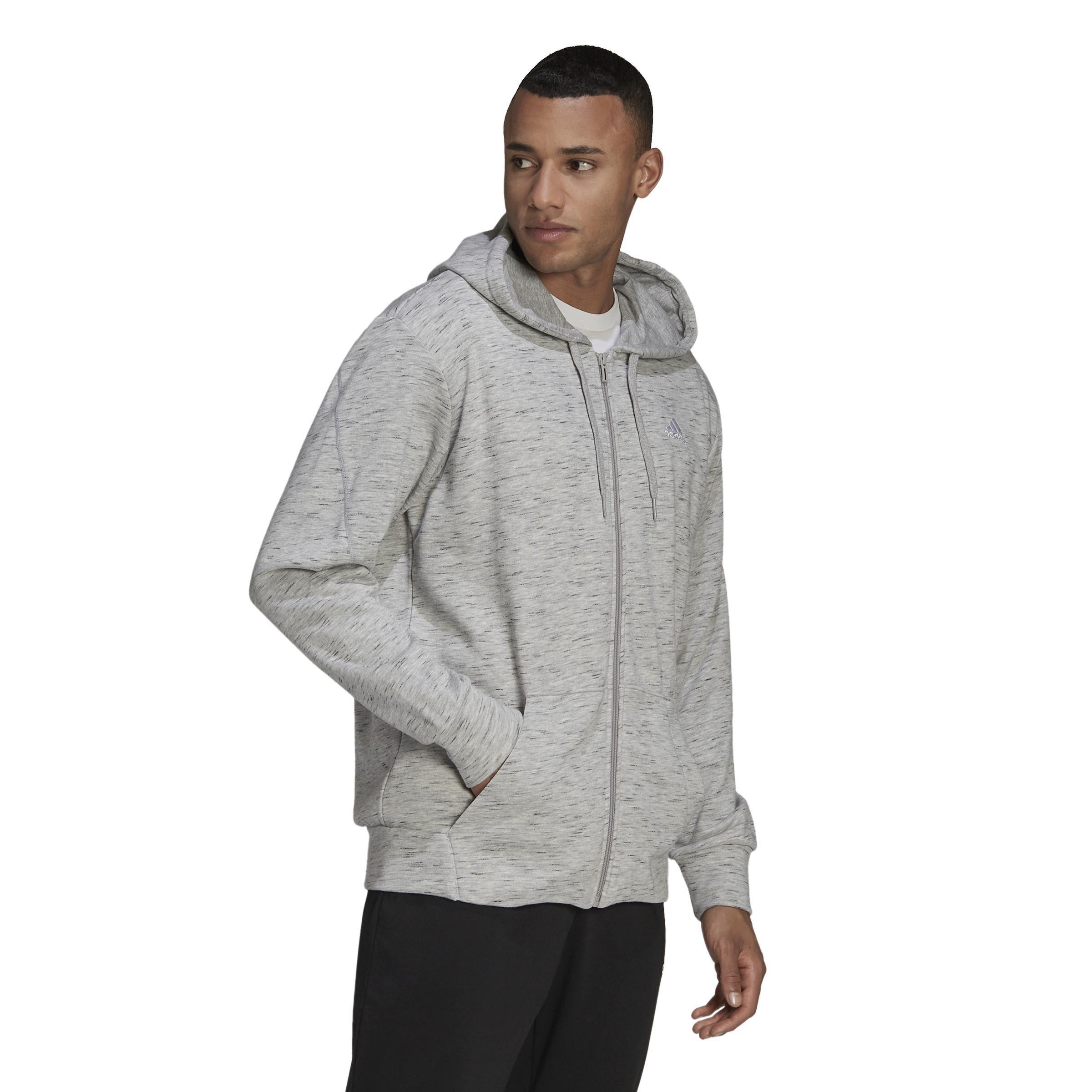 Melange Full-Zip Hooded Sweatshirt, Grey, A901_ONE, large image number 1