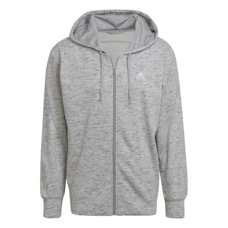 Mens Melange Full-Zip Hooded Sweatshirt, Grey, A901_ONE, large image number 2