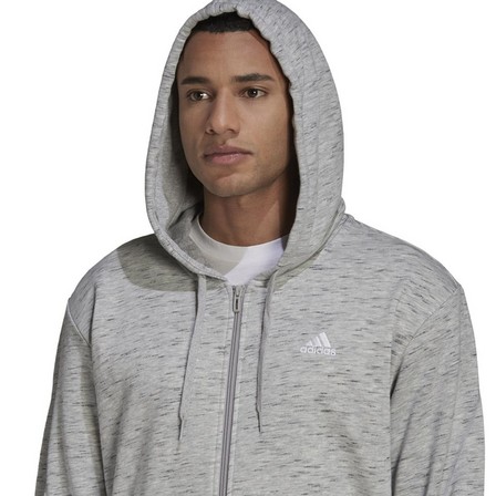 Mens Melange Full-Zip Hooded Sweatshirt, Grey, A901_ONE, large image number 5