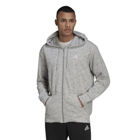 Mens Melange Full-Zip Hooded Sweatshirt, Grey, A901_ONE, large image number 7