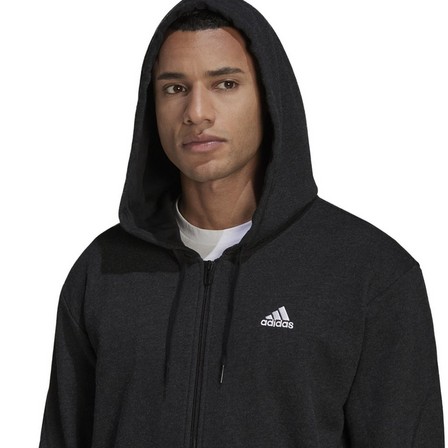 Mens Melange Full-Zip Hooded Sweatshirt, Black, A901_ONE, large image number 1