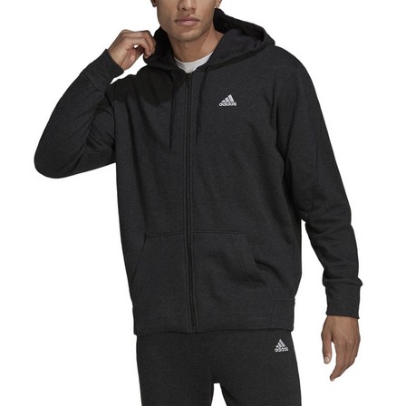 Mens Melange Full-Zip Hooded Sweatshirt, Black, A901_ONE, large image number 2