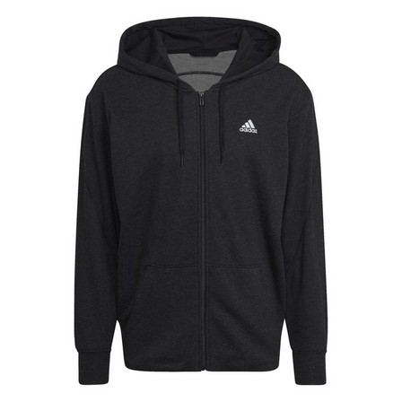 Mens Melange Full-Zip Hooded Sweatshirt, Black, A901_ONE, large image number 3