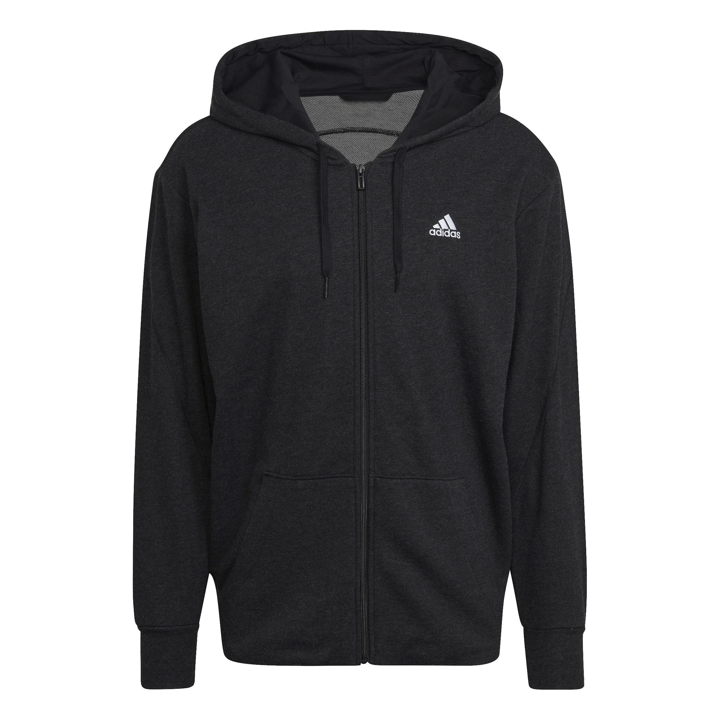 Melange Full-Zip Hooded Sweatshirt, Black, A901_ONE, large image number 3
