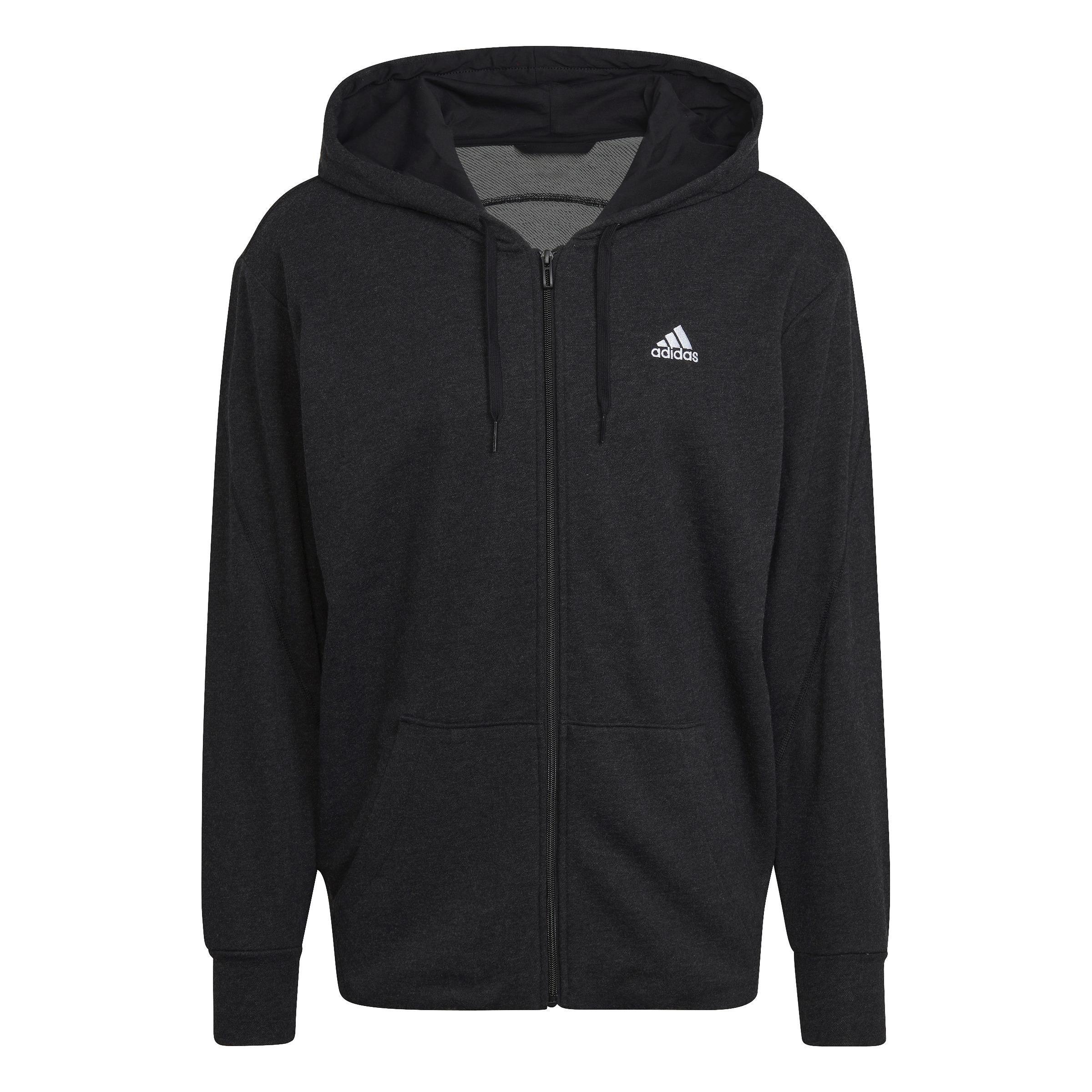 Melange Full-Zip Hooded Sweatshirt, Black, A901_ONE, large image number 4