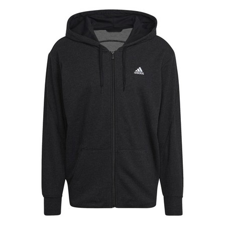 Mens Melange Full-Zip Hooded Sweatshirt, Black, A901_ONE, large image number 4