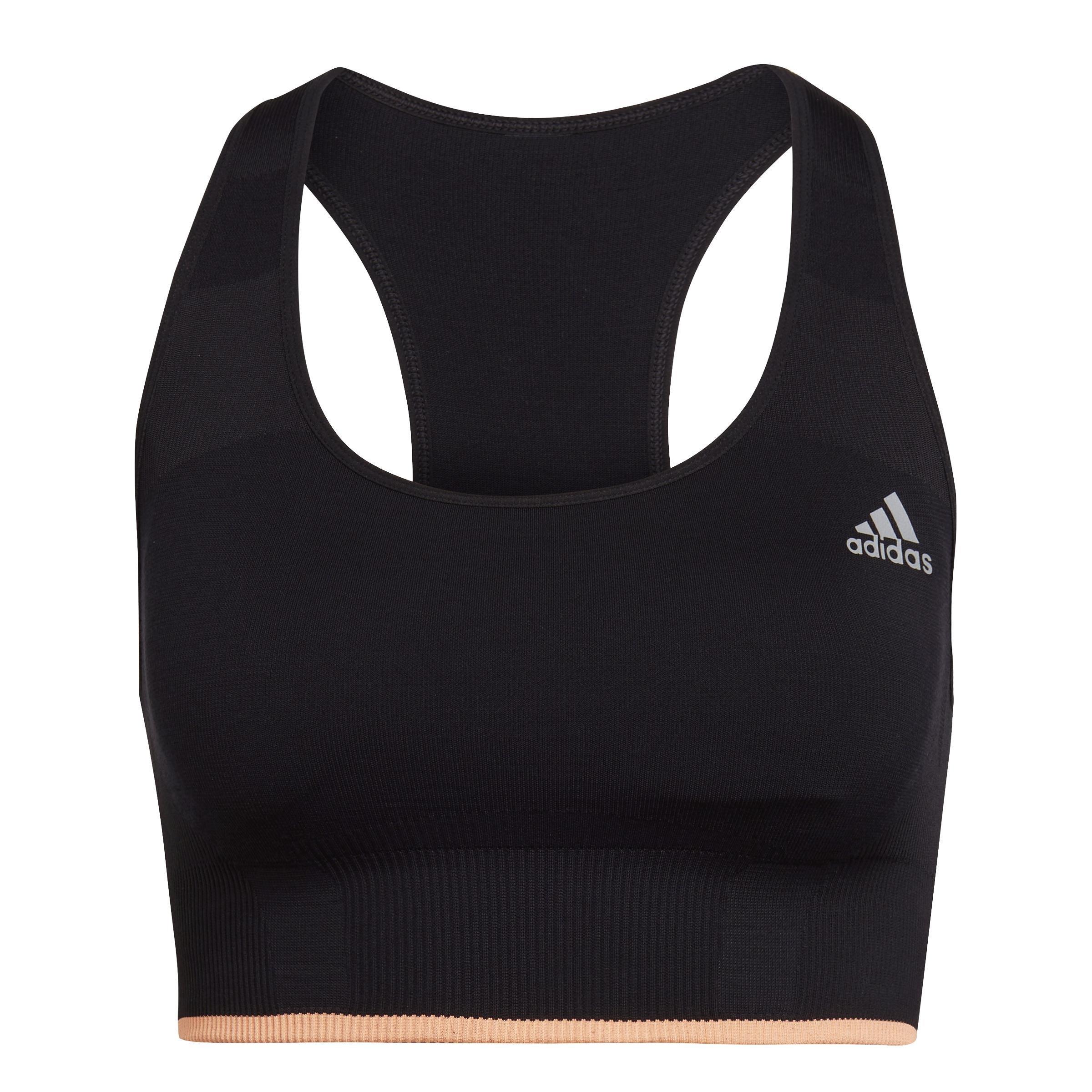 Running Medium-Support Seamless Merino Wool Bra, Black, , large image number 0