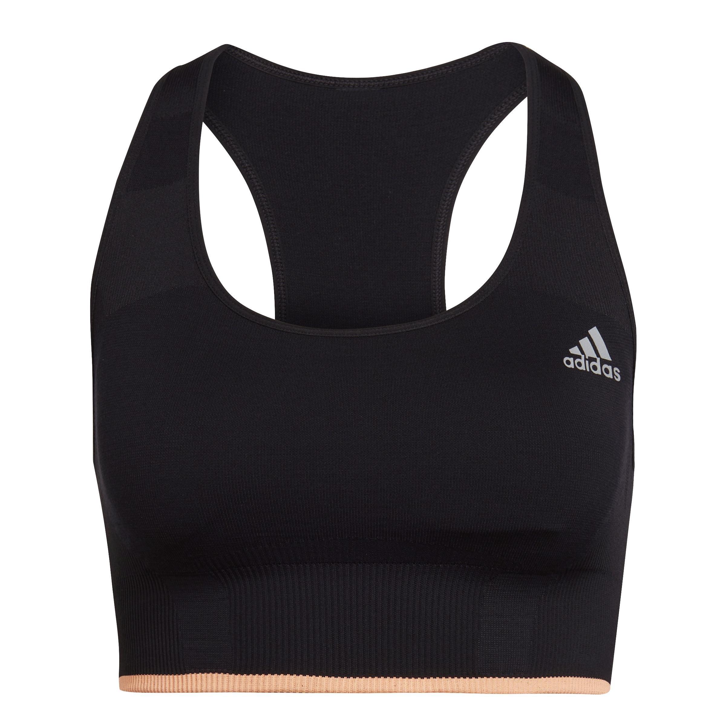 Running Medium-Support Seamless Merino Wool Bra, Black, , large image number 1