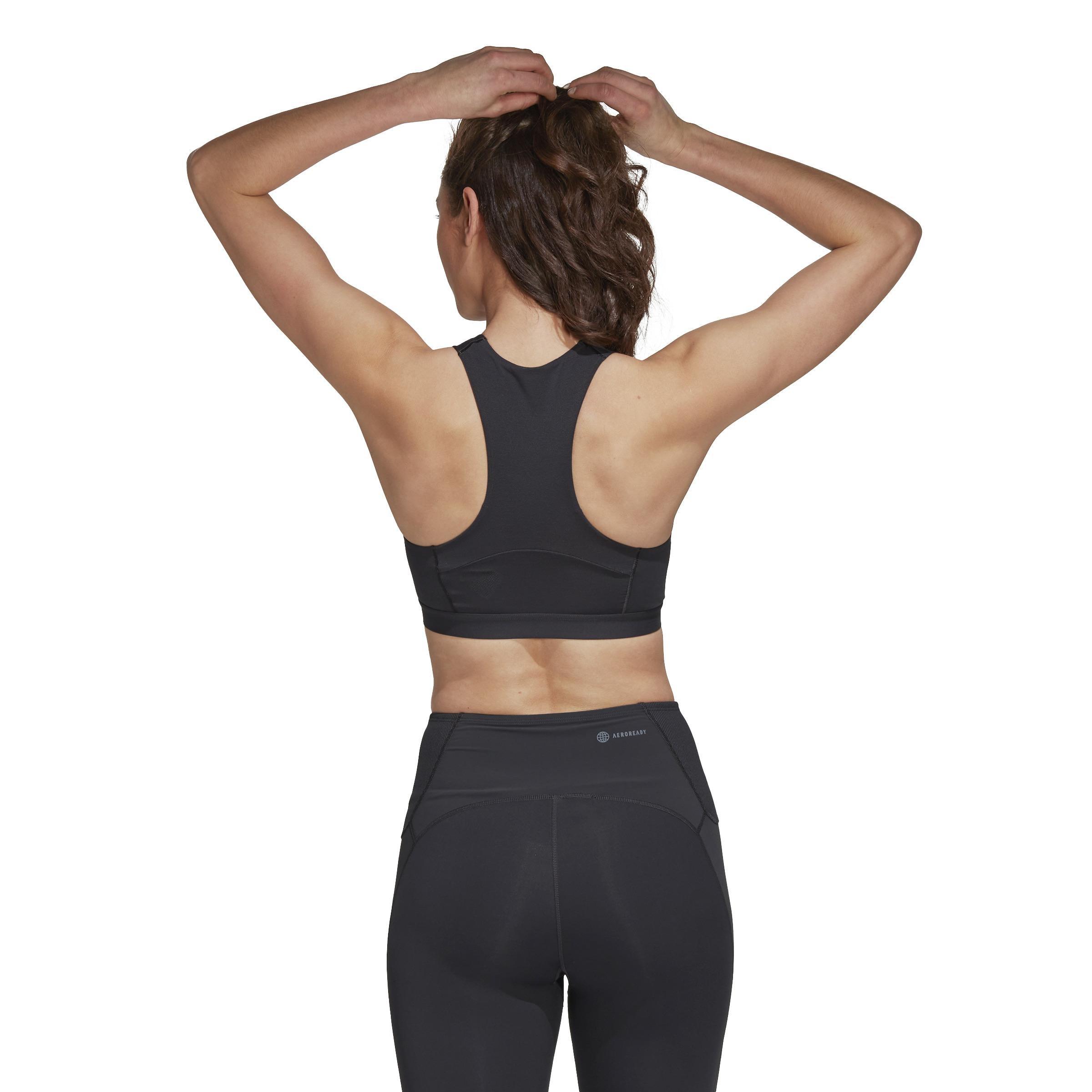 Powerimpact Luxe Training Medium-Support Bra, Grey, A901_ONE, large image number 4