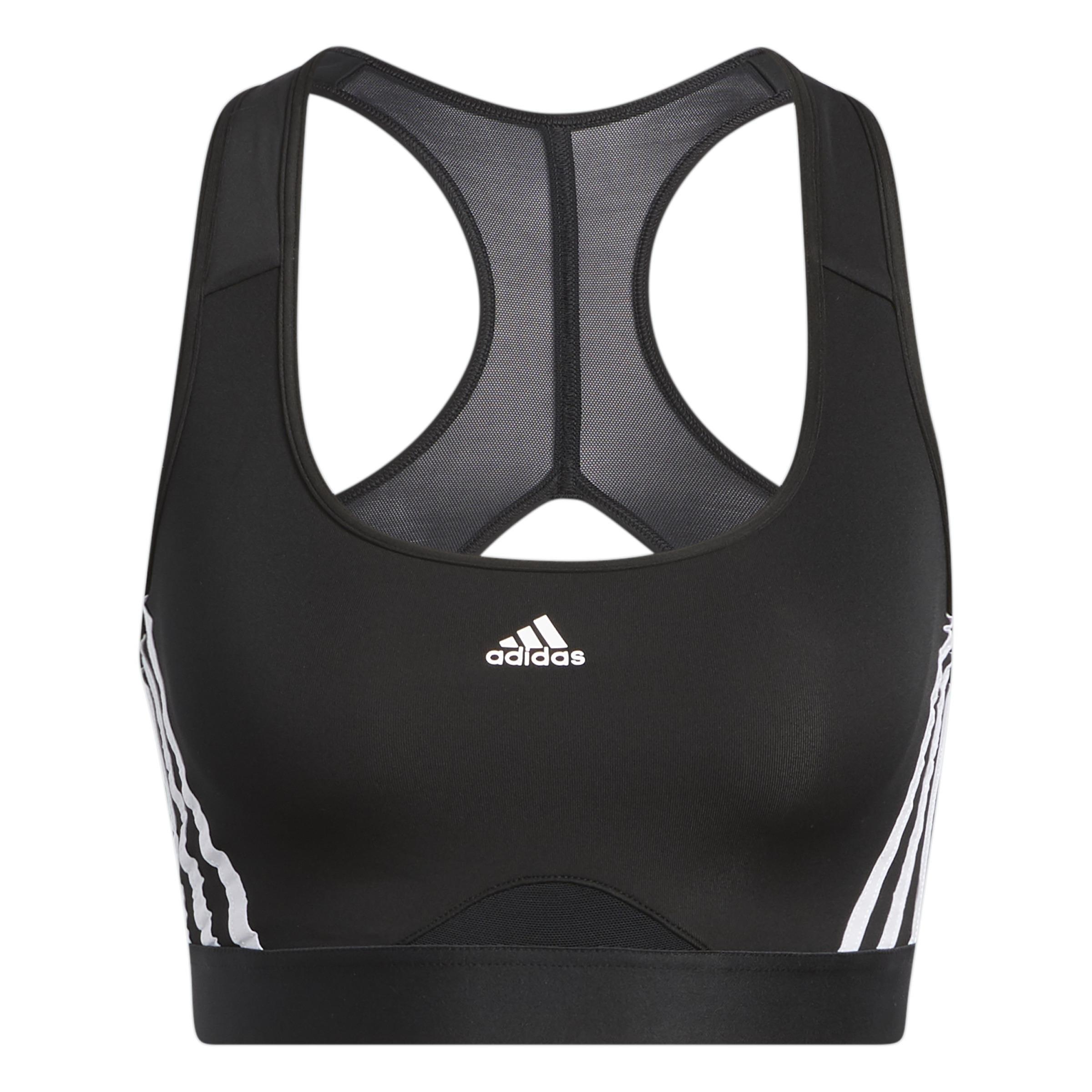 Powerreact Training Medium-Support 3-Stripes Bra, Black, A901_ONE, large image number 0