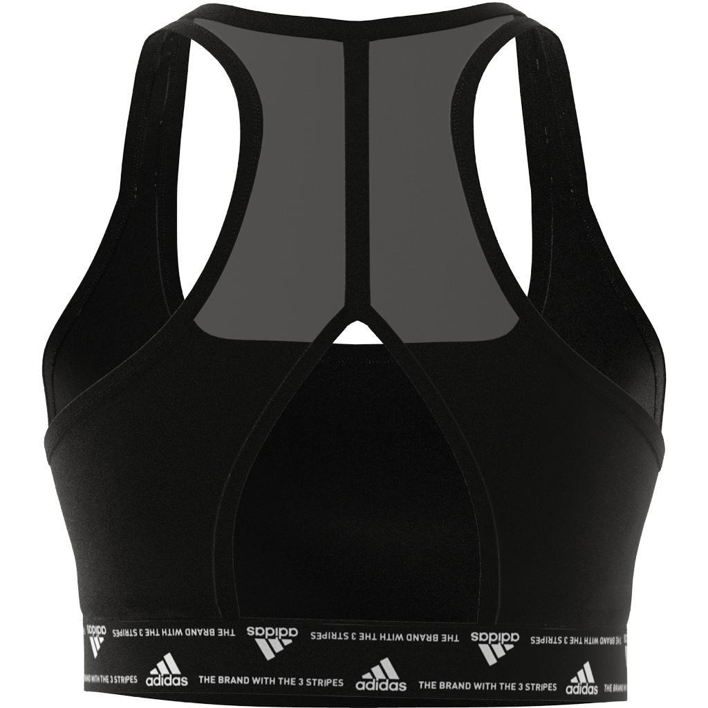 Powerreact Training Medium-Support 3-Stripes Bra, Black, A901_ONE, large image number 2