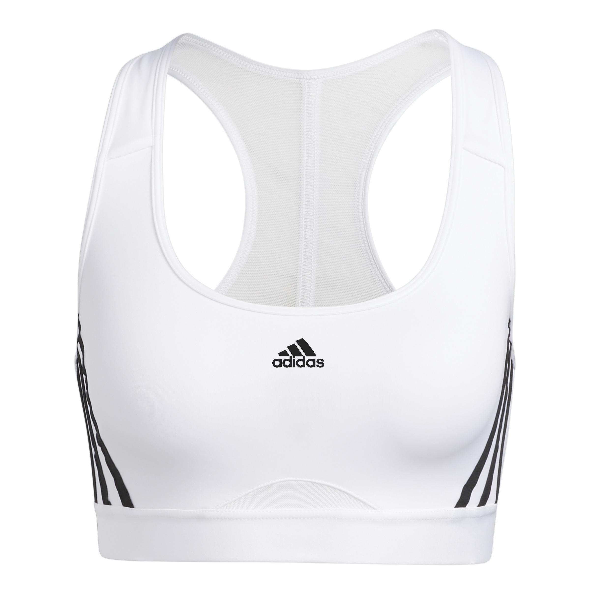 Powerreact Training Medium-Support 3-Stripes Bra, White, , large image number 1
