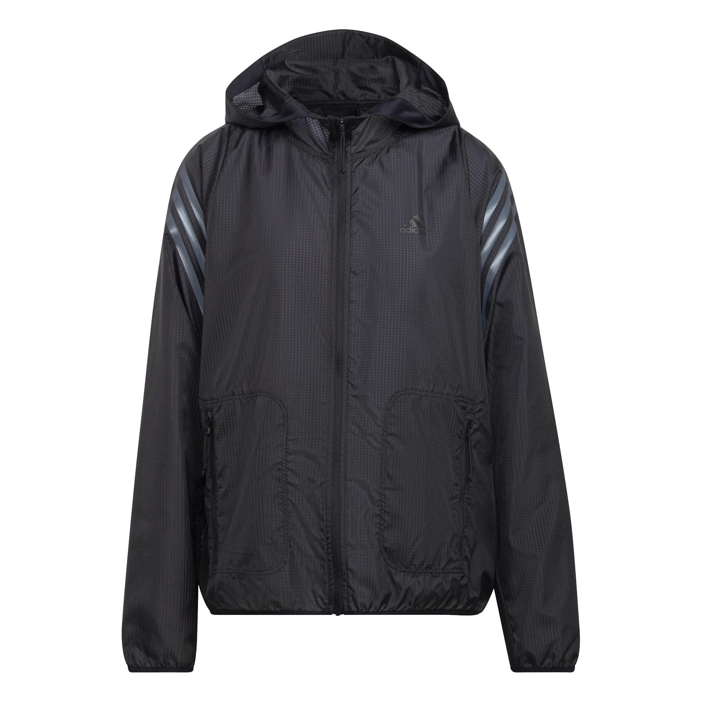 Run Icons 3-Stripes Hooded Running Windbreaker, Black, A901_ONE, large image number 0