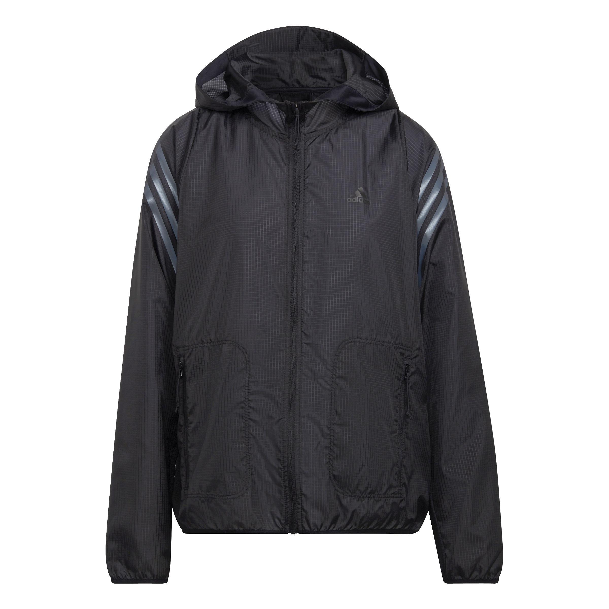 Run Icons 3-Stripes Hooded Running Windbreaker, Black, A901_ONE, large image number 1