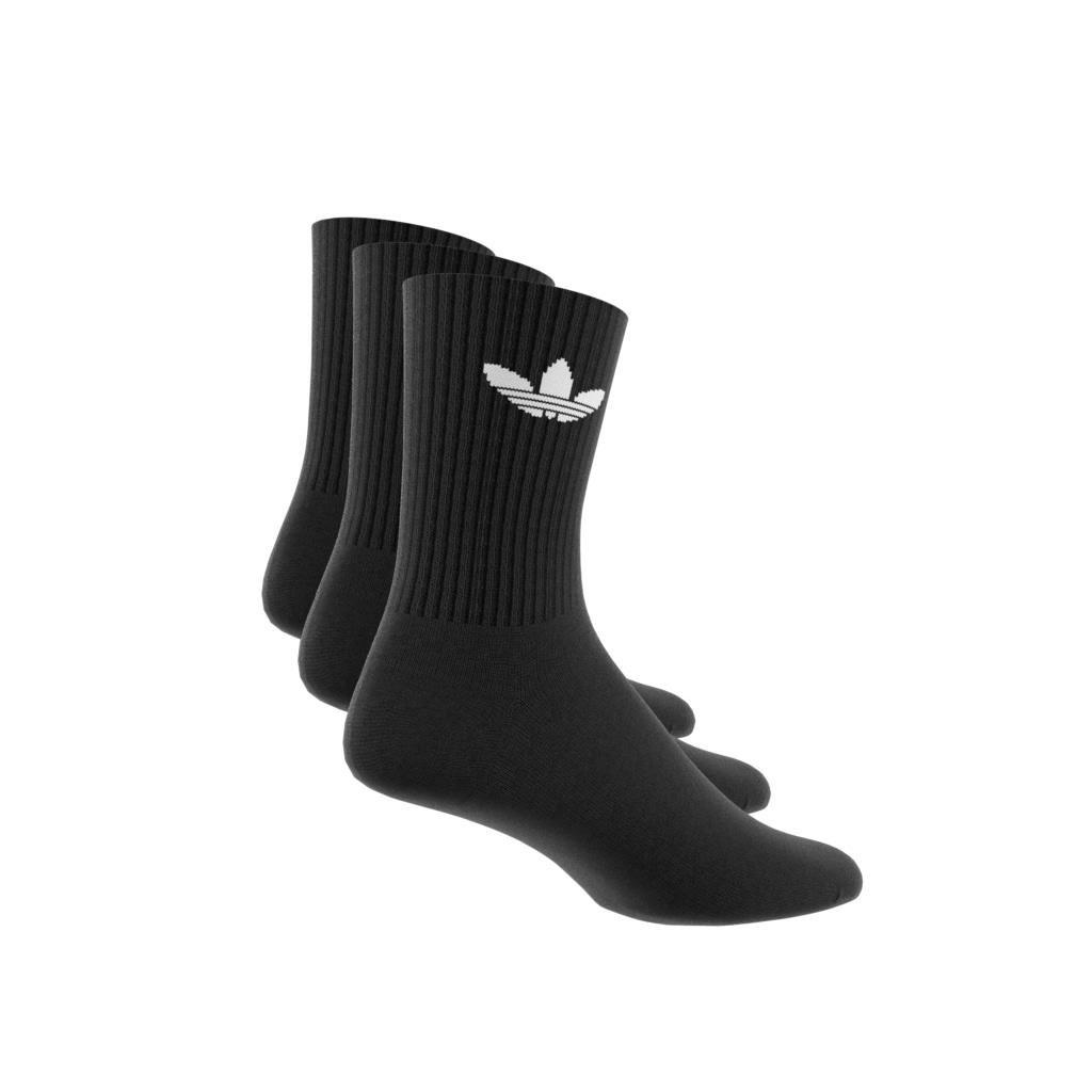 Unisex Cushioned Trefoil Mid-Cut Crew Socks 3 Pairs, Black, A901_ONE, large image number 5