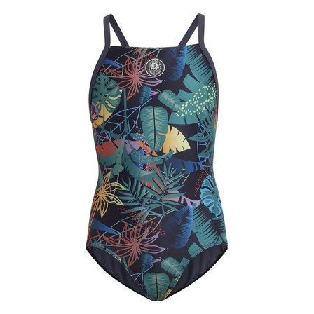 Kids Girls Lion King Swimsuit, Navy, A901_ONE, large image number 0