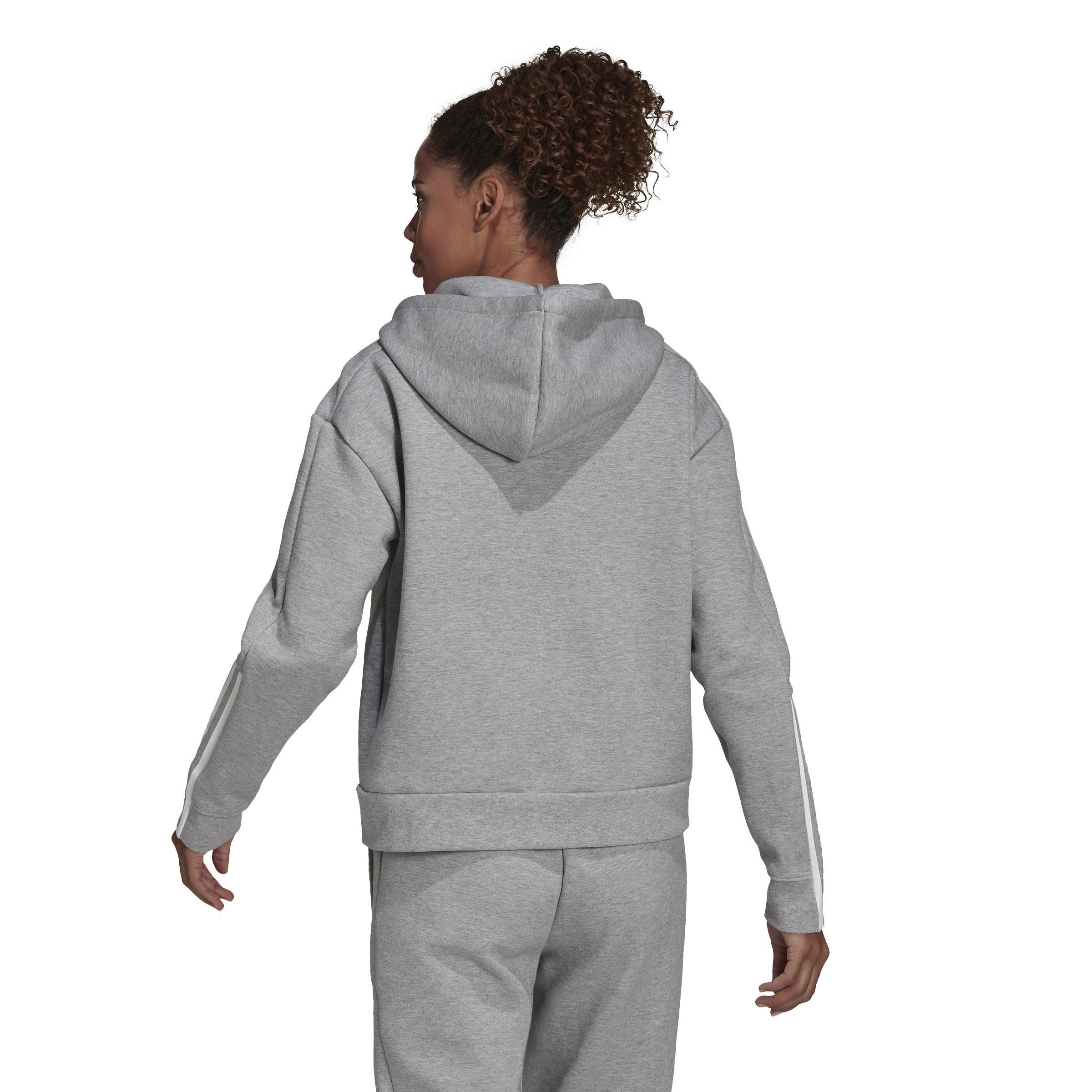 Essentials Loose-Cut 3-Stripes Full-Zip Hoodie, Grey, A901_ONE, large image number 3