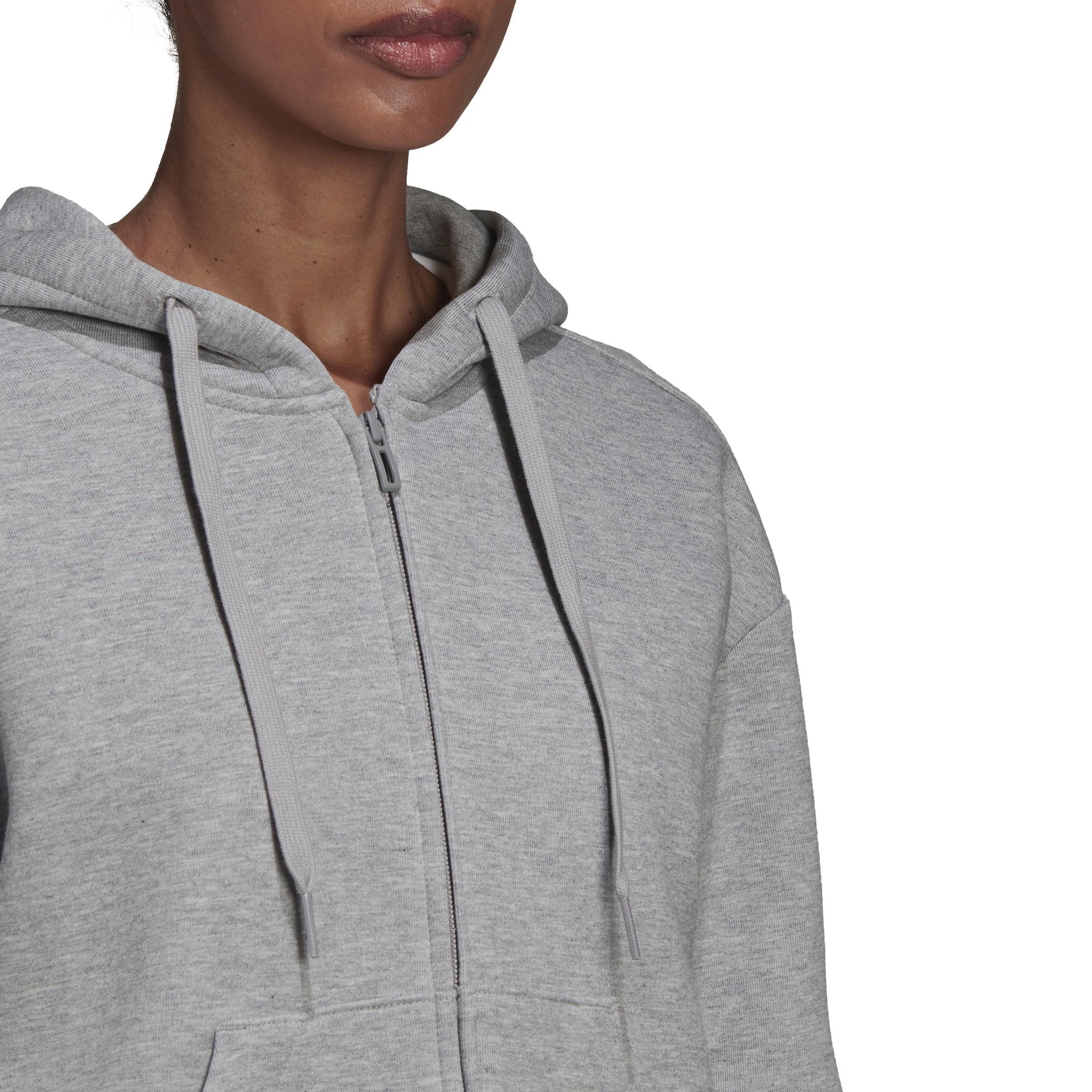 Essentials Loose-Cut 3-Stripes Full-Zip Hoodie, Grey, A901_ONE, large image number 4