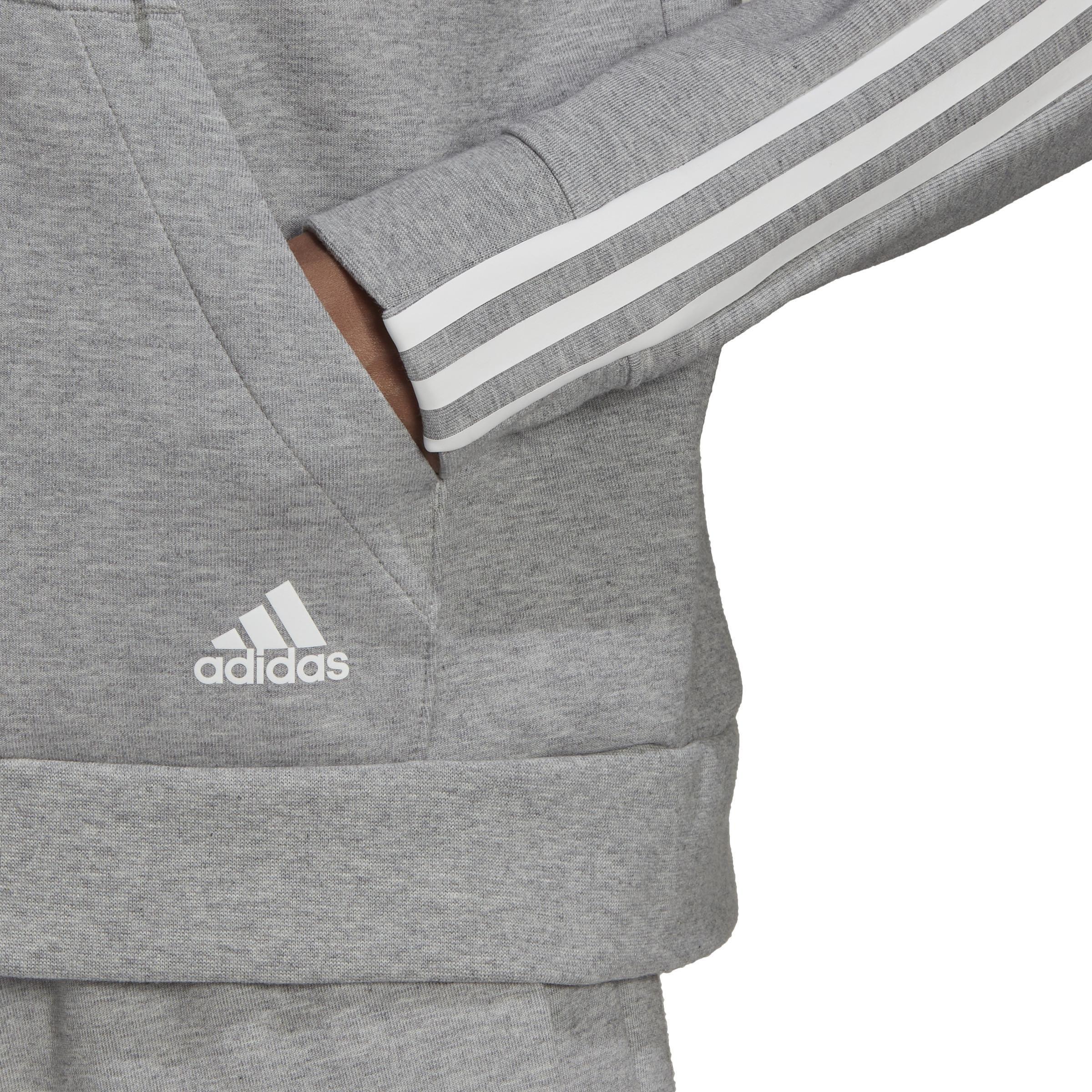 Essentials Loose-Cut 3-Stripes Full-Zip Hoodie, Grey, A901_ONE, large image number 5