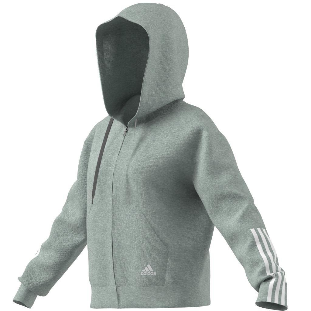 Essentials Loose-Cut 3-Stripes Full-Zip Hoodie, Grey, A901_ONE, large image number 7