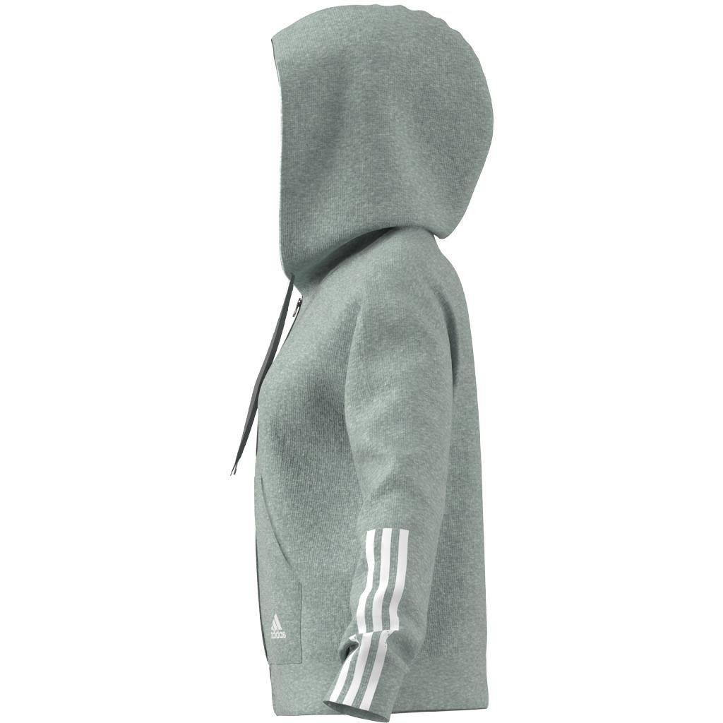 Essentials Loose-Cut 3-Stripes Full-Zip Hoodie, Grey, A901_ONE, large image number 8