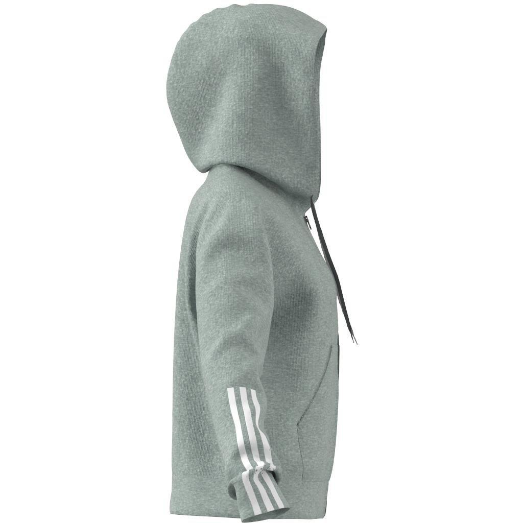 Essentials Loose-Cut 3-Stripes Full-Zip Hoodie, Grey, A901_ONE, large image number 9