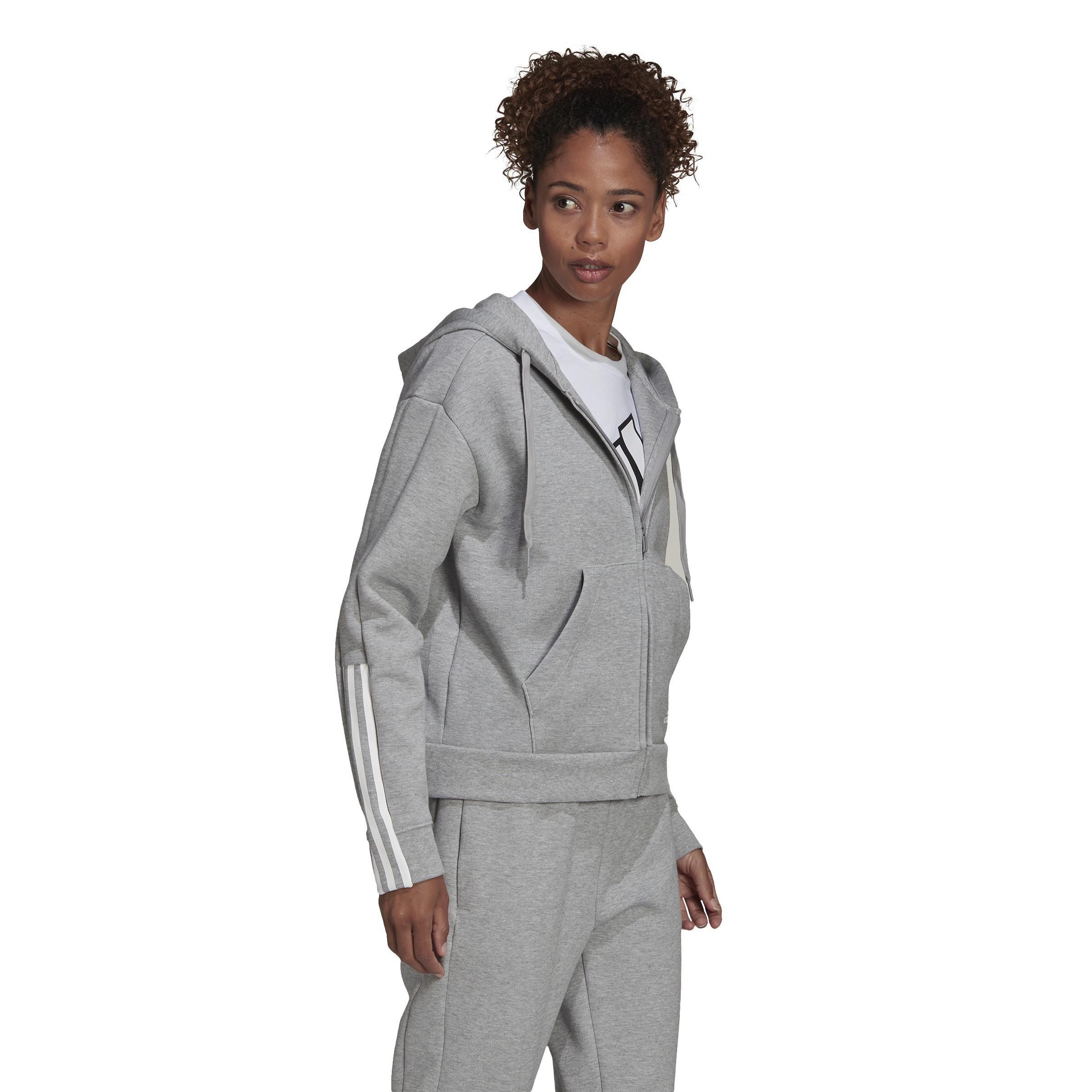 Essentials Loose-Cut 3-Stripes Full-Zip Hoodie, Grey, A901_ONE, large image number 11