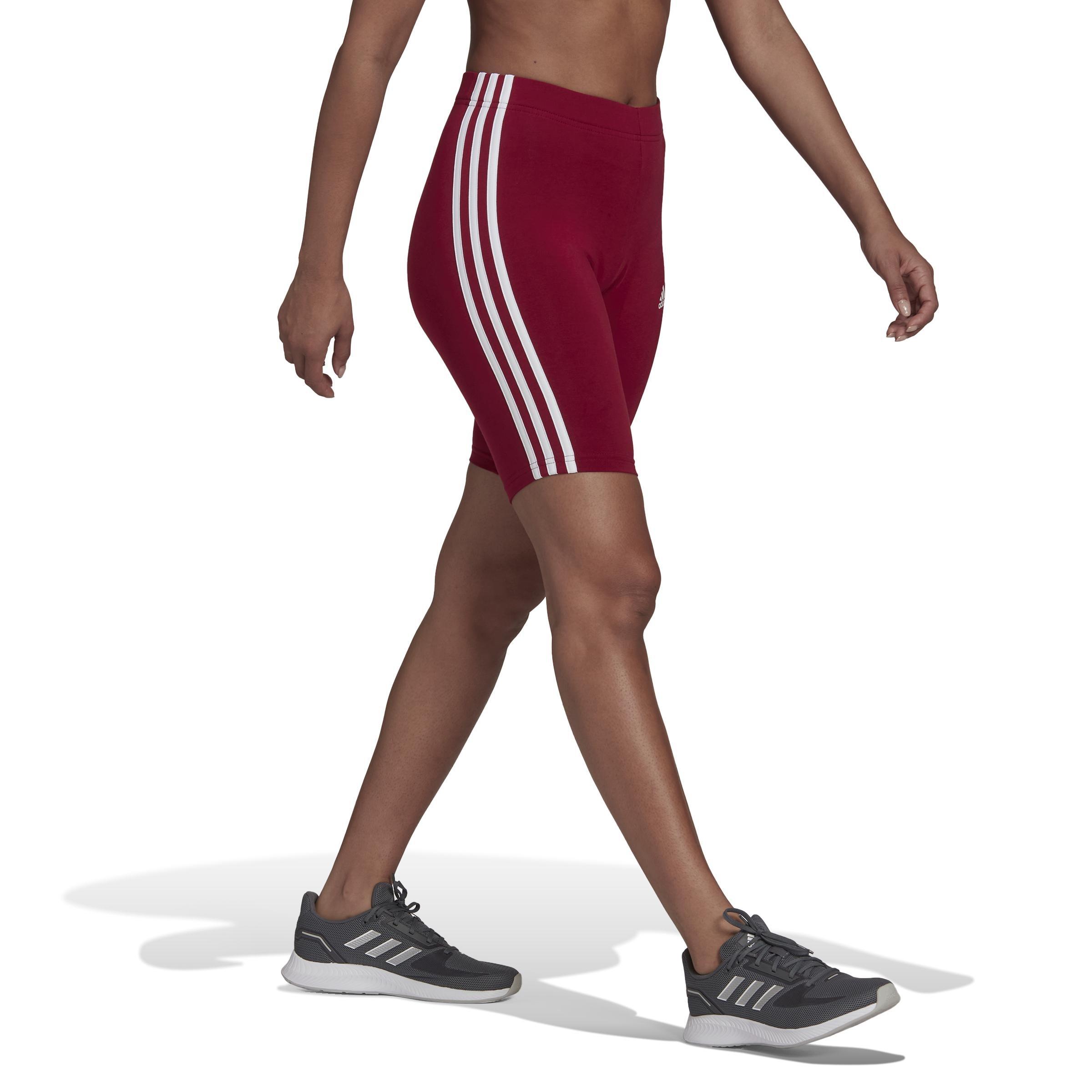 Essentials 3-Stripes Bike Shorts, Red, A901_ONE, large image number 0