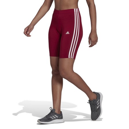 Women Essentials 3-Stripes Bike Shorts, Red, A901_ONE, large image number 1
