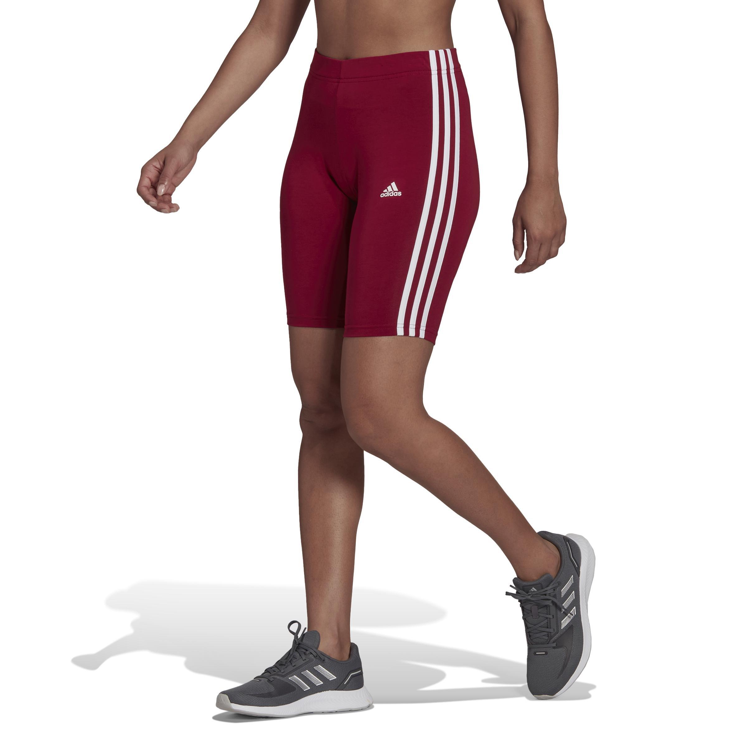 Essentials 3-Stripes Bike Shorts, Red, A901_ONE, large image number 1