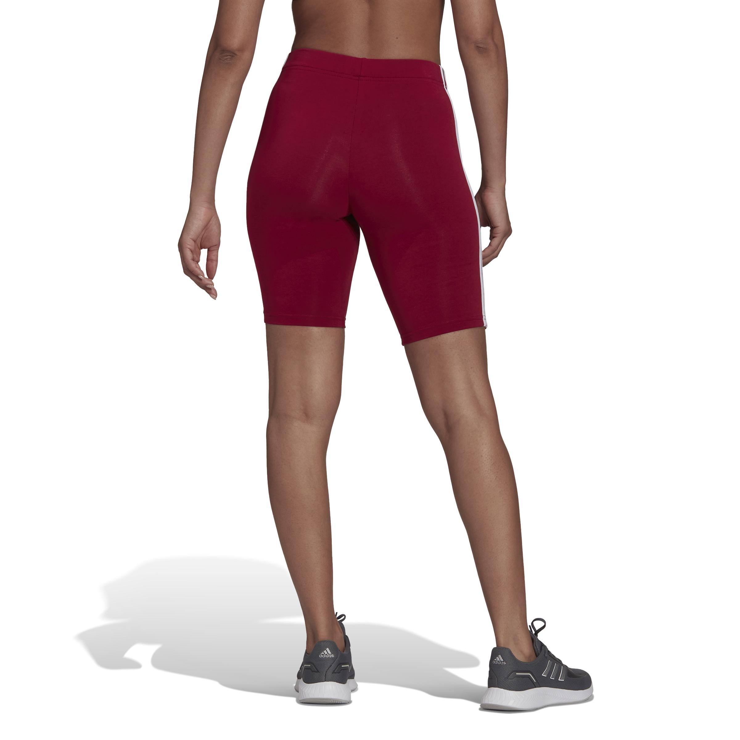 Essentials 3-Stripes Bike Shorts, Red, A901_ONE, large image number 4
