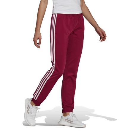 Women Primegreen Essentials Warm-Up Slim Tapered 3-Stripes Tracksuit Bottoms, Red, A901_ONE, large image number 0