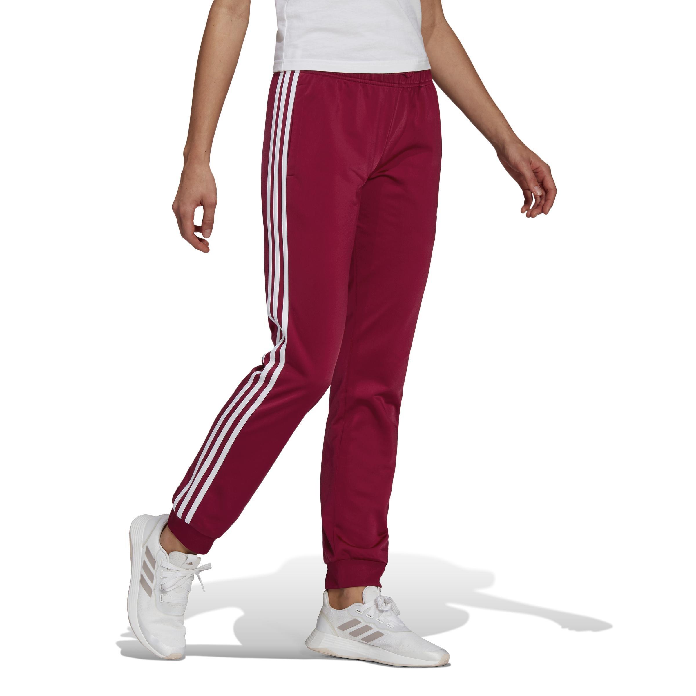 Primegreen Essentials Warm-Up Slim Tapered 3-Stripes Tracksuit Bottoms, Red, A901_ONE, large image number 0