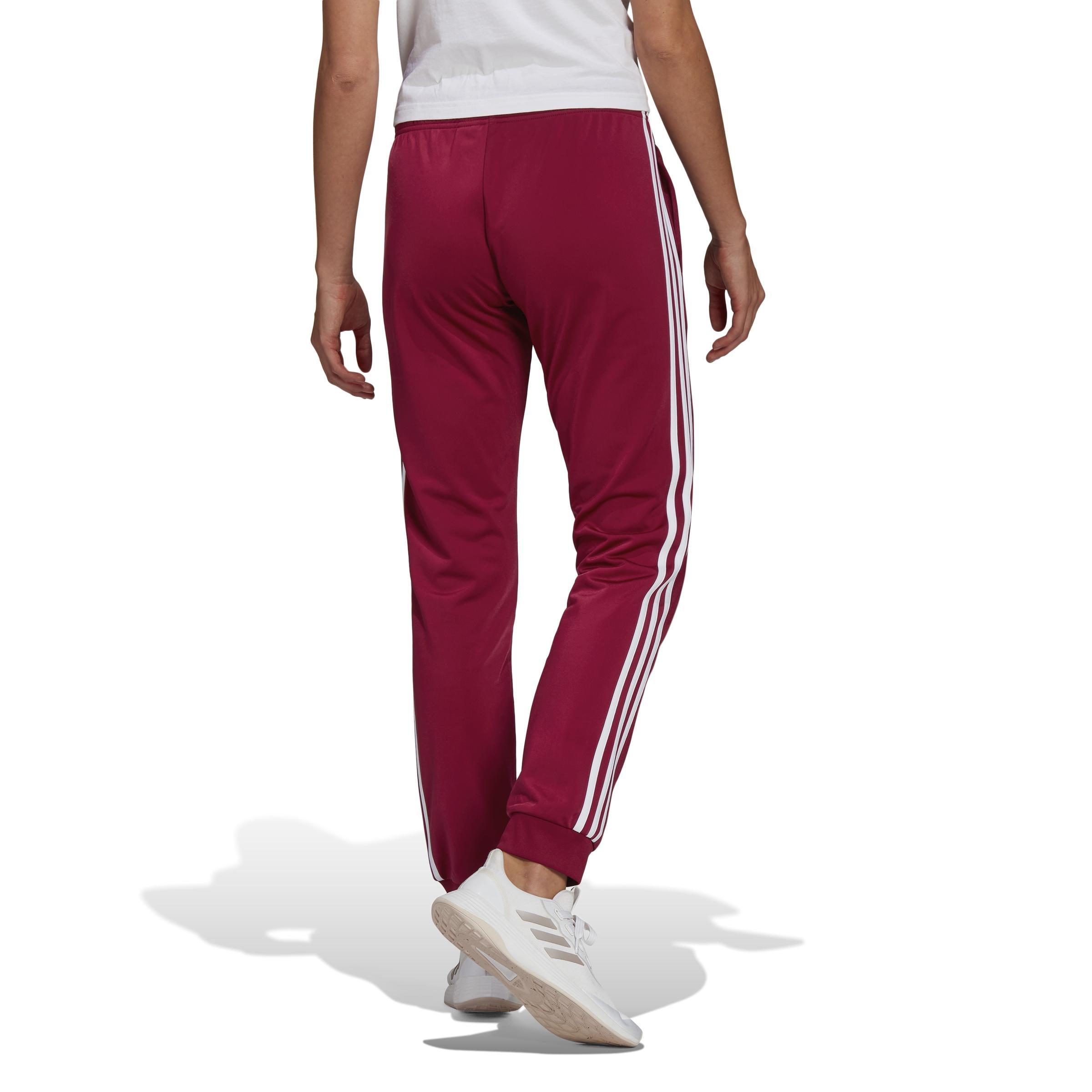 Primegreen Essentials Warm-Up Slim Tapered 3-Stripes Tracksuit Bottoms, Red, , large image number 3