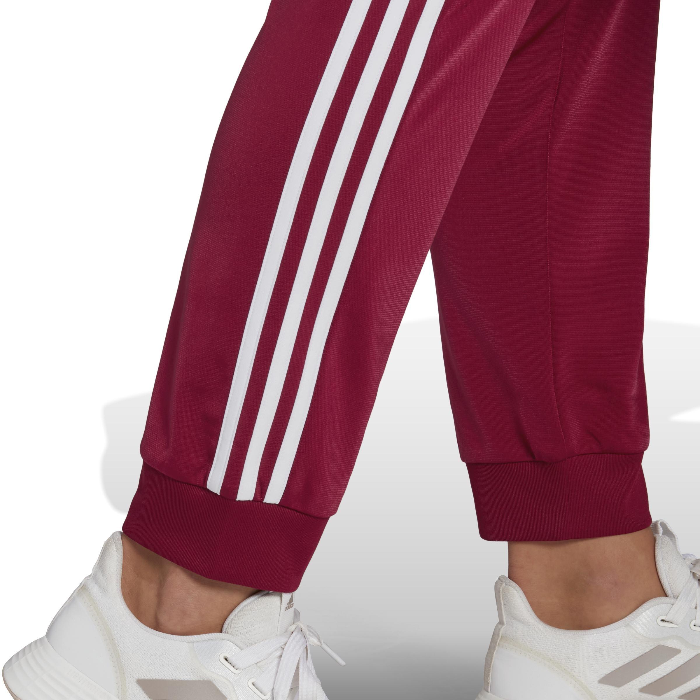 Primegreen Essentials Warm-Up Slim Tapered 3-Stripes Tracksuit Bottoms, Red, A901_ONE, large image number 4