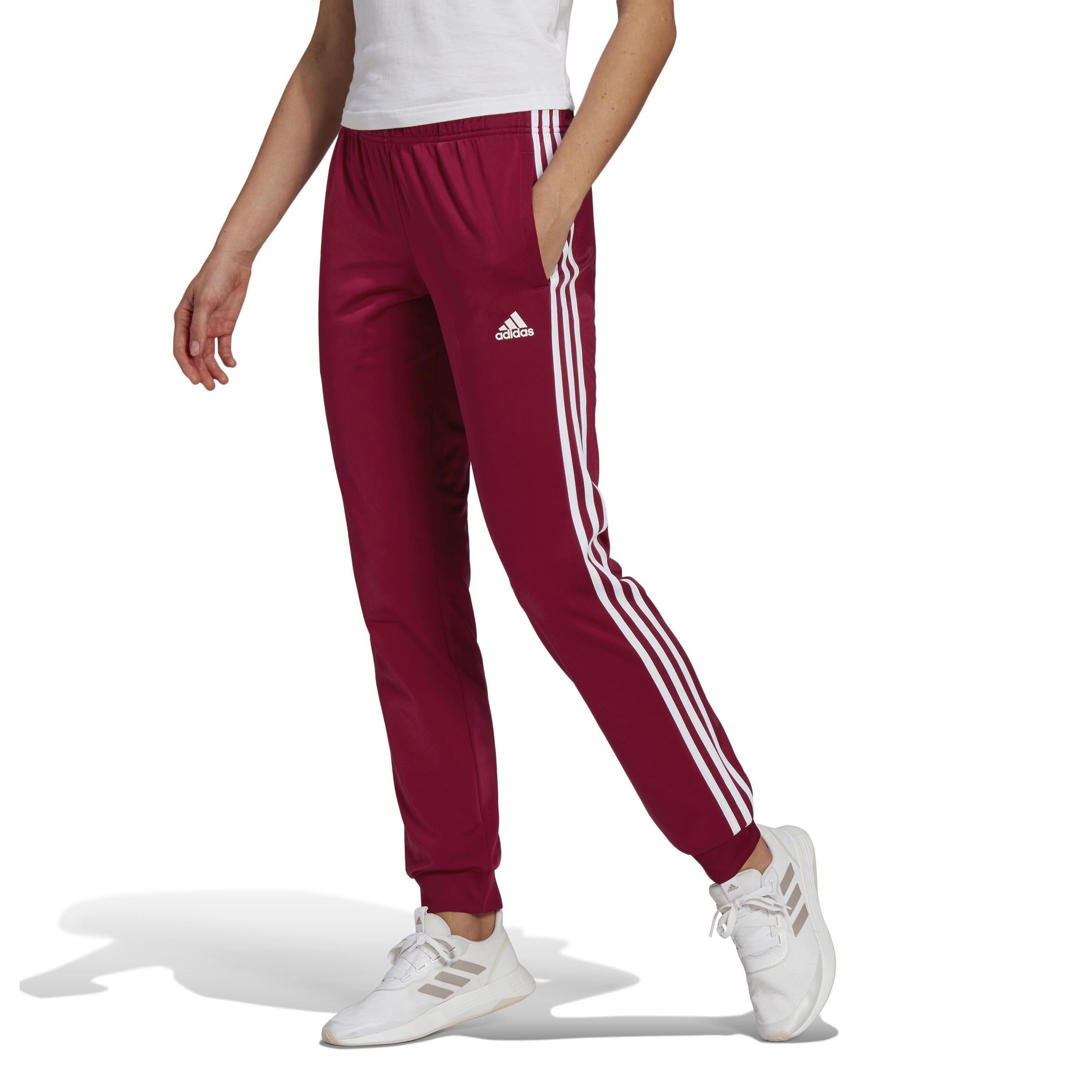 Primegreen Essentials Warm-Up Slim Tapered 3-Stripes Tracksuit Bottoms, Red, A901_ONE, large image number 6