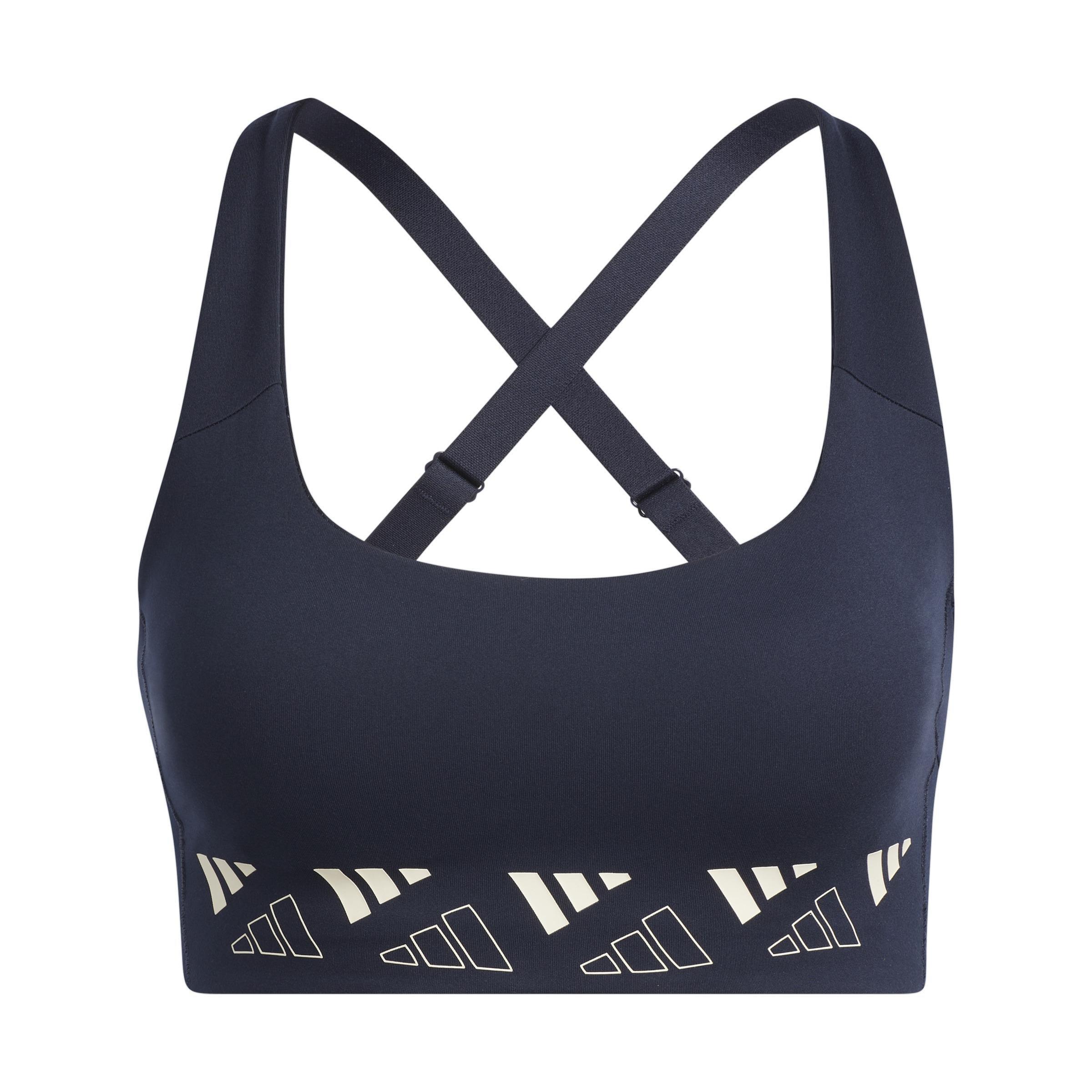 Powerimpact Training Medium-Support Logo Bra, Blue, A901_ONE, large image number 2