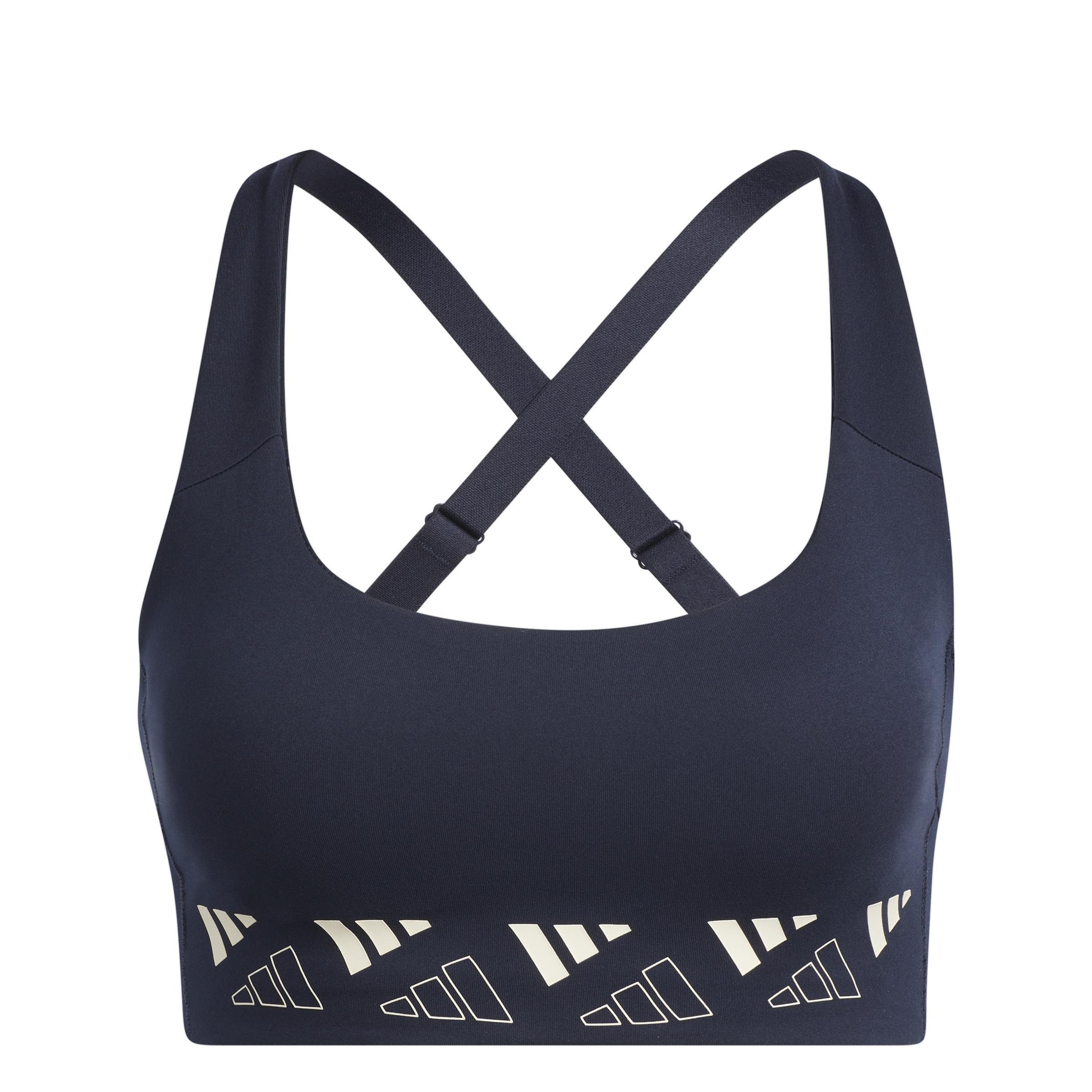 Powerimpact Training Medium-Support Logo Bra, Blue, A901_ONE, large image number 3