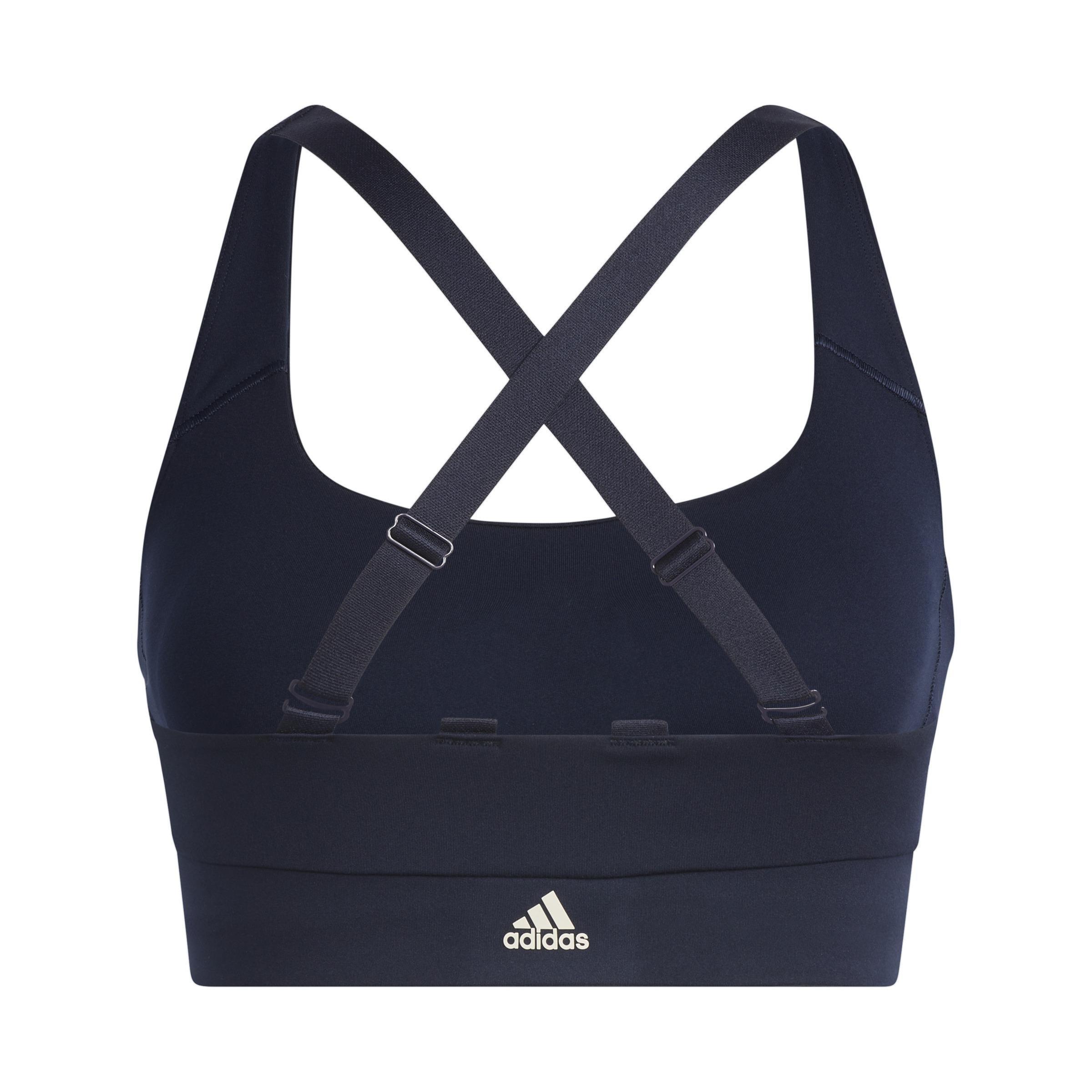 Powerimpact Training Medium-Support Logo Bra, Blue, A901_ONE, large image number 5